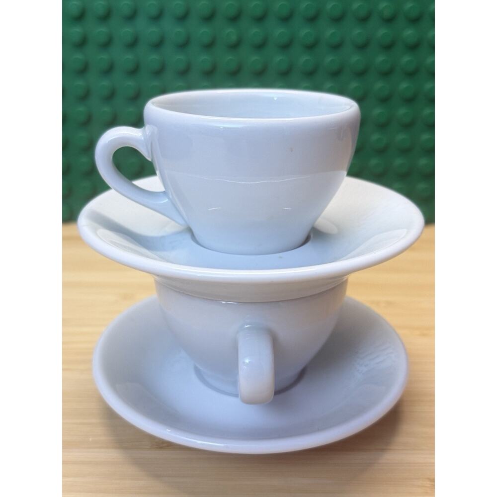 Apilco France Espresso White Porcelain 2.75” D White Coffee Cups & Saucers Set